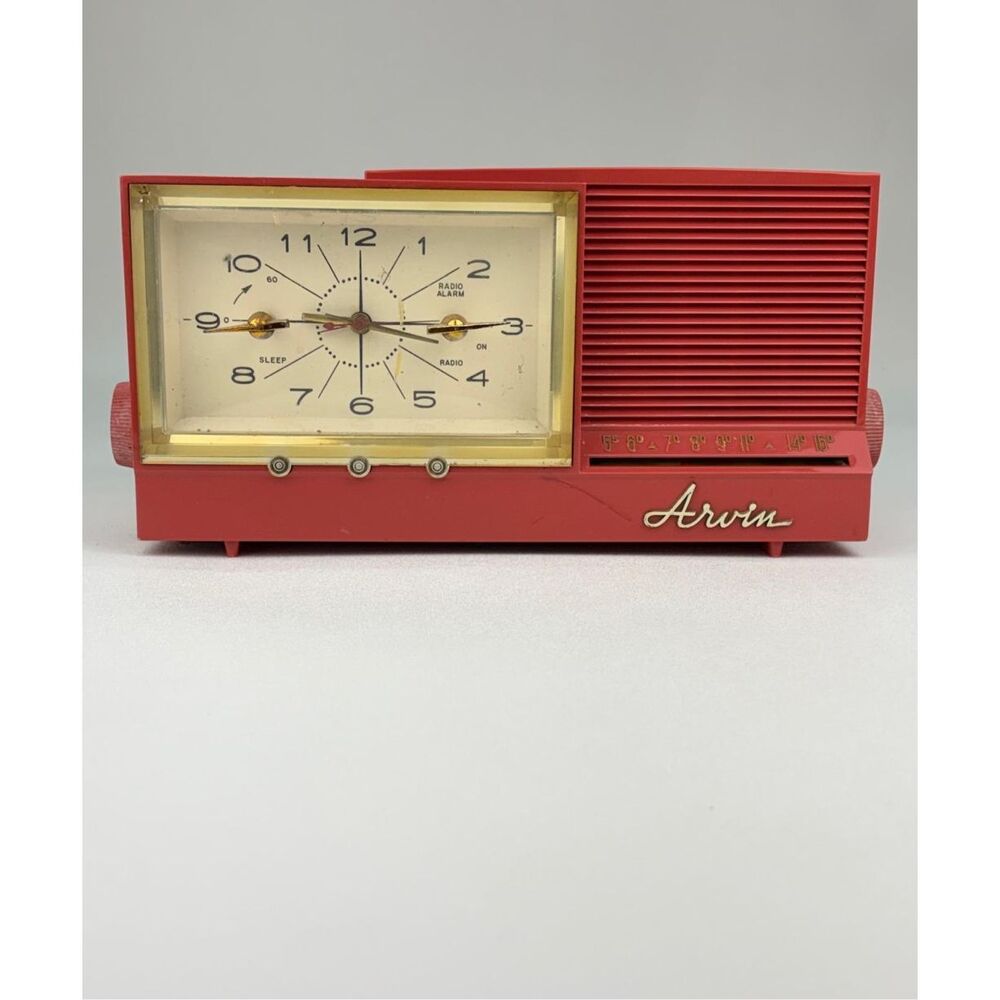 Vintage Arvin Tube Radio 5578 Flame Clock MCM Art Deco Rare Jetsons Era Atomic